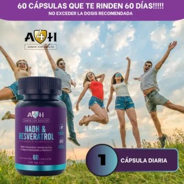 Envío Suplemento A4h Resveratrol Nadh Antioxidante 60 Caps                                                                                            