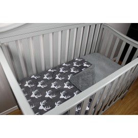 Dear Baby Gear Deluxe Baby Blankets, Custom Minky Print Double Layer, Deer Antlers, Grey Minky Dot, 38 Inches by 29 Inches