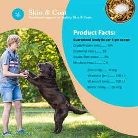 Skin and Coat Supplement Powder for Large Dogs- Anti Allergy Treatment and Itching Relief- with Vitamins A, E and Biotin - Care Products and Shedding Control Supplements for Itchy Pets