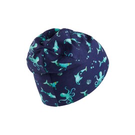 Sterntaler Beanie Underwater Cool Baby Hat Made of Flame Yarn Jersey with All-Over Print Sea Animals - Boys UV Protection 50+ Hat - Variable Wearable - Baby and Children Transition Hat, blue, 55