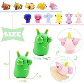 Squishy Squeeze Toy with Pop Out Eyes,Funny Grass Worm Pinch Toy Green Bug Toy Sensory Fidget Stress Toys,Green Eye Popping Worm Stress Toy for Kids Adults Autistic Birthday Gift,Xmas Stocking Fillers