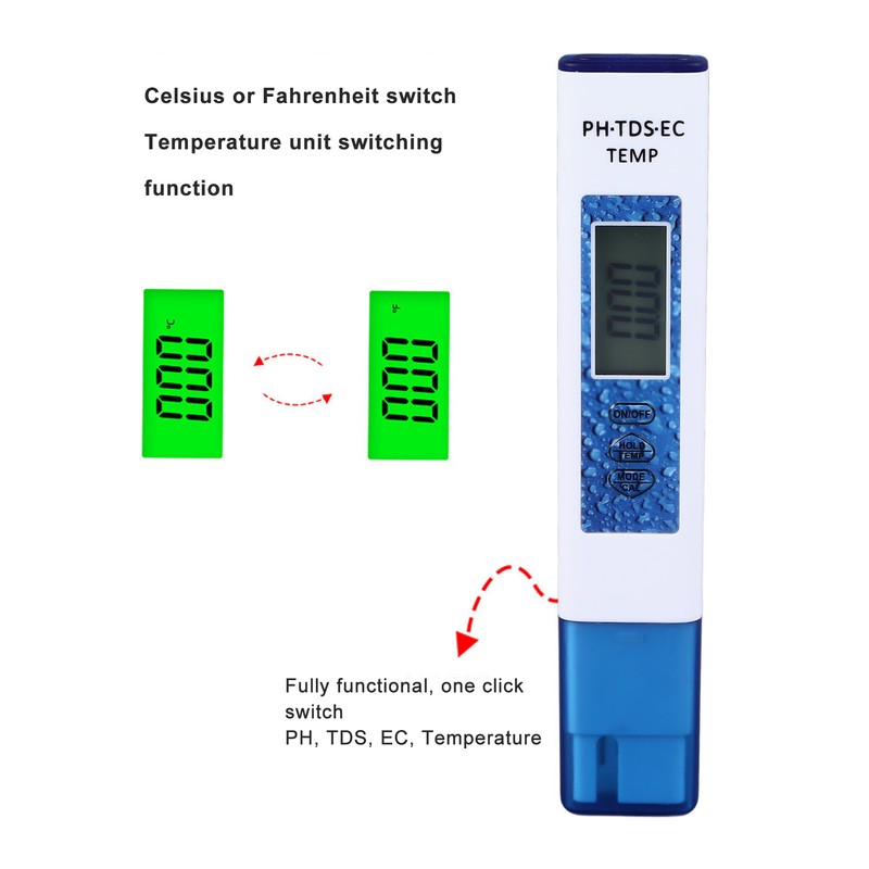 Water Quality Tester 4 in 1 PH TDS EC Temp