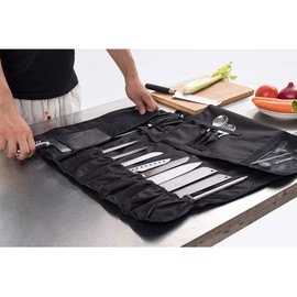 QEES borsa portacoltelli da campeggio con 17 scomparti, per contenere coltelli, cucchiai e forchette, custodia impermeabile per coltelli, borsa porta attrezzi DD14, Colore 1: Nero, 66W* 50H CM