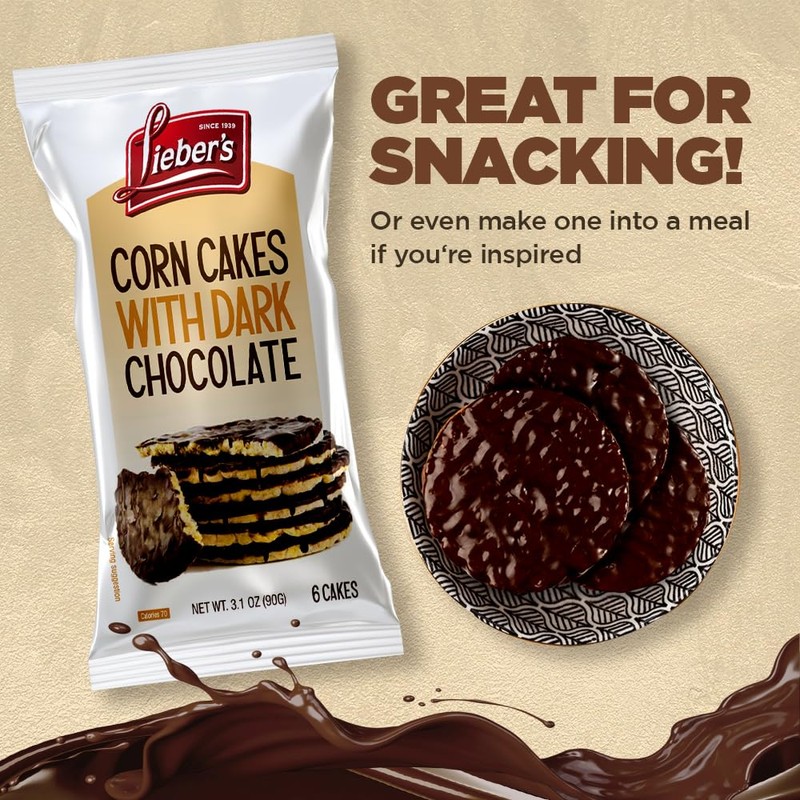 LEIBERS Dark Chocolate Coated Corn Cakes Snack pack – 6