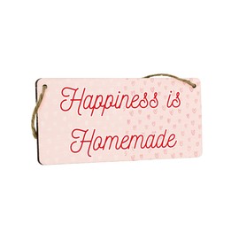 Cute Plywood Sign: Hanging Romantic Home Decor; Thoughtful Idea for Couples, Family, Wife, Husband, Boyfriend, Girlfriend; Reads 'Happiness is Homemade' (smlsgnha - homemadehapp)