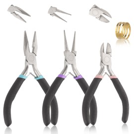 Jewellery Pliers, 3-Piece Jewellery Pliers Set, Needle-Nose Pliers, Round Pliers, Wire Cutter, Small Pliers with Jump Ring Opener for Jewellery Making, Jewellery Repair, Craft Pliers