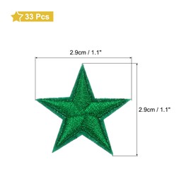 sourcing map 33 Pcs 5Star Patches Iron on Patches, Green Sew Embroidered Patches Appliques Embellishments 1.1IN Repair Patch for DIY Garment Craft Backpack Clothes Gift Decorations