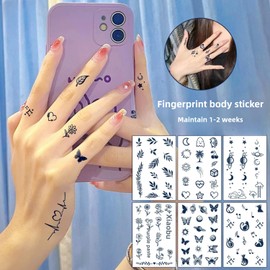 Tiny Small Semi-Permanent Tattoos for Adult - 2 Weeks Long Last Waterproof Realistic Mini Fake Tattoos for Women Men Finger Neck Body/Fades Naturally/No Reflection