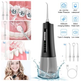Homsay Cordless Water Dental Flosser 4 Modes Oral Irrigator Home Travel Teeth Cleaner