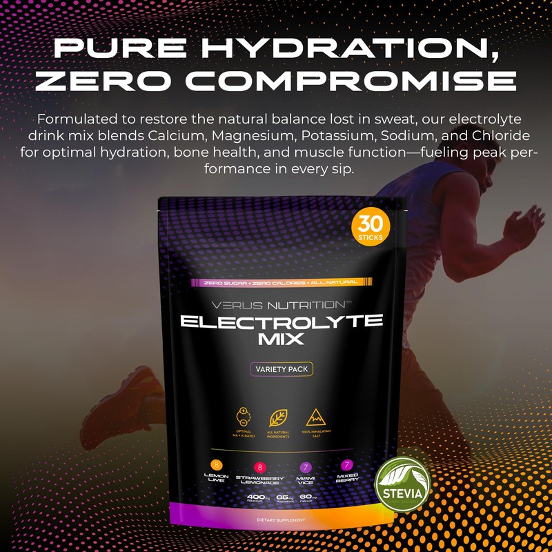 VERUS NUTRITION Electrolytes Hydration Sticks No Sugar - Zero Calorie