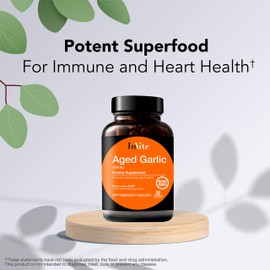 Invite Health - Aged Garlic - Aged Garlic Supports The Heart and Immune System - 60 Day Supply - 200 Vegetarian Capsules (1)