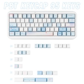COOMICKEY PBT Keycaps, Dye-Sublimation Cute Blue Anime Keycaps, 95 Key Cherry Profile keycaps Set Mechanical Keyboard keycaps Compatible with Cherry MX switches Gateron