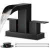 FORIOUS Square Black Bathroom Faucets for 2 Hole or 3