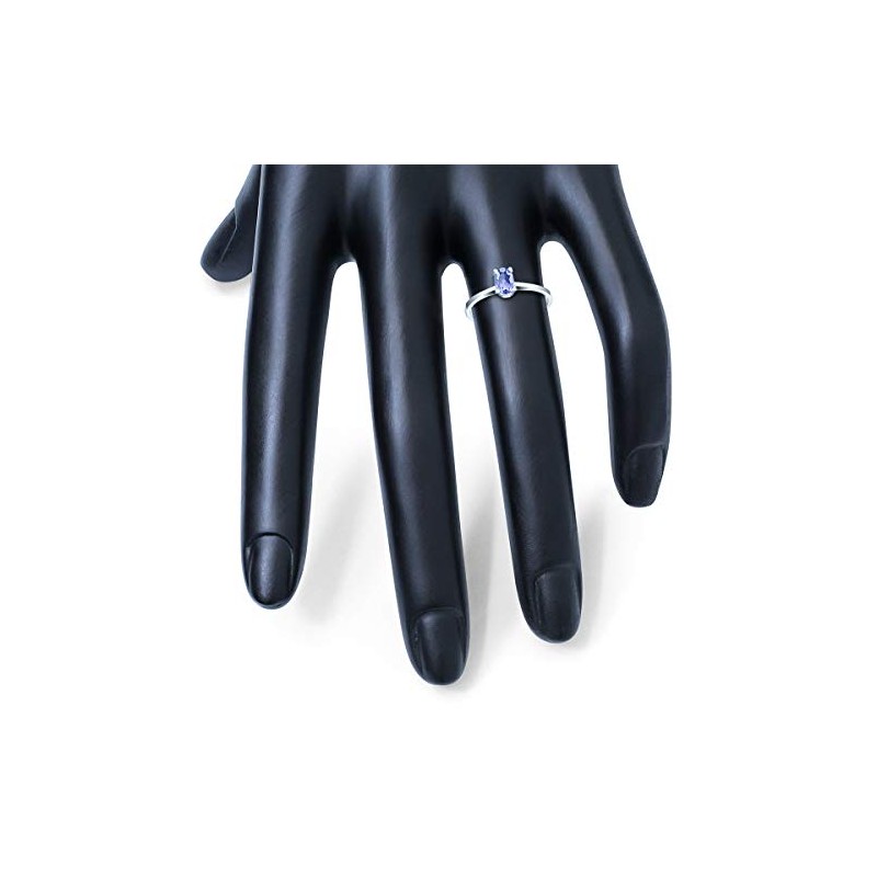 Oval Solitaire 6X4MM Tanzanite Ring in 10K White Gold