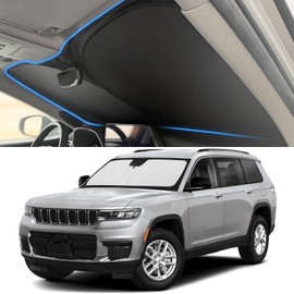 YOJOJOCO Windshield Sun Shade for Jeep 2014-2025 Grand Cherokee Accessories (OEM Size) Auto Interior Front Window Sun Visor Heat Protection