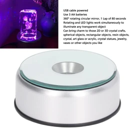 xuuyuu Electric Turntable Turntable 360 Degree Swivel LED Light 80 Seconds Per Circle for Cup, Crystal, Object Display Base