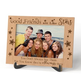 Qiwog Best Friends Photo Frame - Good Friends Are Like Stars Wooden Tabletop Photo Frame with Stand - Forever Friends Picture Frame - Birthday Graduation Gifts for Friend Soul Sister Bestie -A13
