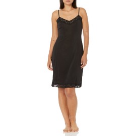 Jones New York Women's Silky Touch 38 Spaghetti Strap Anti-Cling Full Slip w/Lace, Black, M