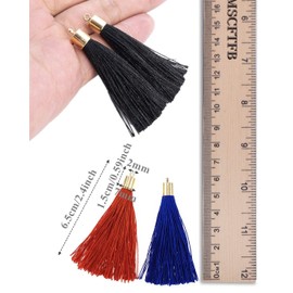 100 Pieces Bulk Bookmark Tassels with Gold Cap,Polyester Tassels for Keychain Making, Decorative Tassels for Craft Jewelry Making Earring Graduation Charms(Yellow)