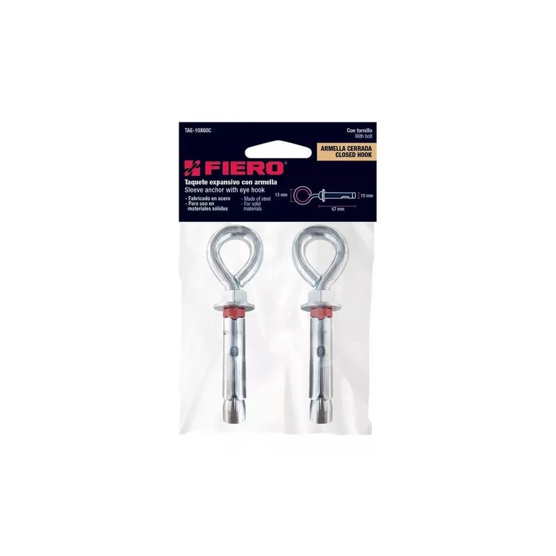 Fiero Taquete Expansivo Armella Cerrada 10x60mm 4 Piezas Fiero 47561
