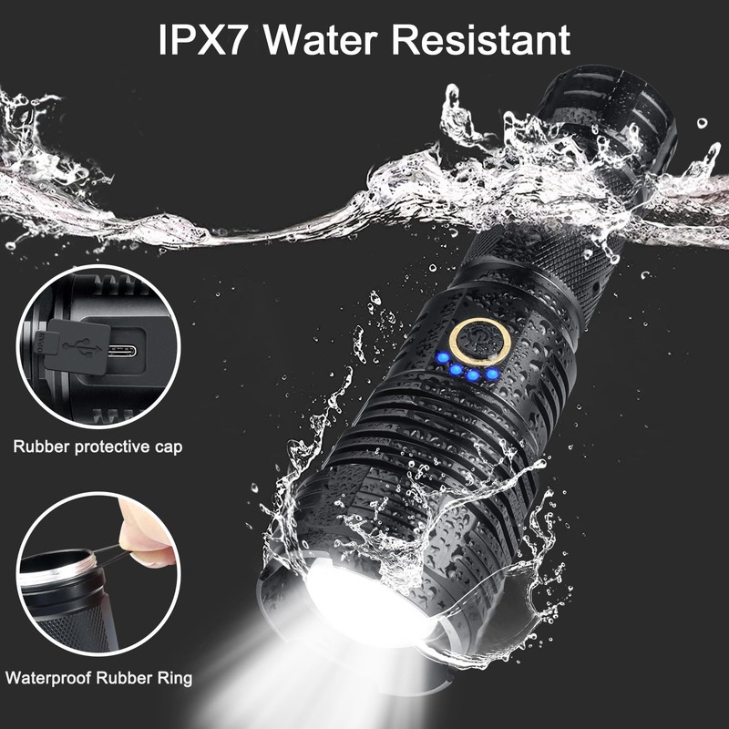 BengMxj Rechargeable LED Flashlights,990000 High Lumens Tactical Flashlight with Zoomable