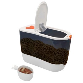 BNOSDM Large Airtight Cat Food Storage Container for Pet Dog Foods Storage Bins with Scooper Translucent Plastic Pets Dogs Cats Birds Dry Feed Dispenser, Kitchen Rice Cereal Flour 12 lb