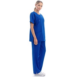 Banhada - Juego de 7 exfoliantes médicos con cuello en V para mujer - Elástico en 4 direcciones, cómodo, peso ligero, Azul Royal, 1 X