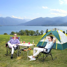 SUNNYFEEL Oversized Heated Camping Chair, Folding Rocking Camping Chairs with Luxury Padded Recliner,Carry Bag, 500 LBS Heavy Duty for Lawn/Outdoor/Picnic/Patio, Portable Rocker Camp Chair