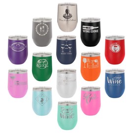 PROUD AIR FORCE MOM BLUE 12 oz Wine Tumbler with Lid | Laser Engraved Insulated Drink Tumbler With Funny Quotes | Mother's Day Gift Idea | OnlyGifts.com