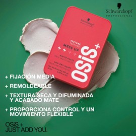 Schwarzkopf Professional OSIS - Mess Up Cera Moldeadora 100 ml, Fijación Flexible y Media, para Peinados de Cabello Corto y Despeinados, Pasta Mate, Textura Seca