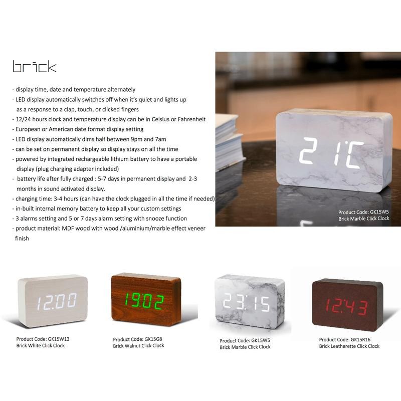 Kutia Brick Click Clock - Color: Aluminum Brick Click Clock