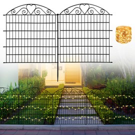 Garden Fence 10 Packs, Decorative Garden Fencing, Garden Fence Animal Barrier，33in(H) x23.75ft(L), No Dig Metal Fence Panels