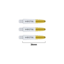 WINMAU Dart Shaft - Vecta Polycarbonate Dart Stems - 1 Set per pack (3 darts Shafts in total) - Professional Darts Accessories - White and Gold Short Shafts
