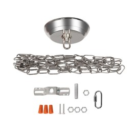 Eumyviv 10 Feet Heavy Duty Silver Chain with 5" Light Canopy Kit for Chandelier, Swag Light Kit Light Fixture Mounting Bracket for Hanging Light,L0020
