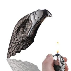 VOGEERA Butane Torch Lighter, Creative Eagle Head Lighter, Windproof Adjustable Flame, Metal Body, Black