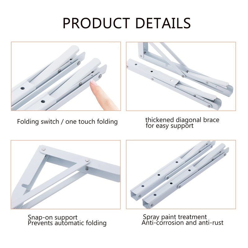 2 Pack 12 Inch Folding Shelf Brackets, OBYFGILY Heavy Duty