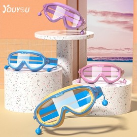 Children's Swimming Goggles Waterproof Anti-fog HD Large Frame Diving Equipment White