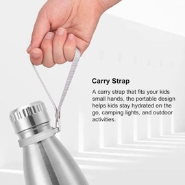 koodee 12 oz Water Bottle for Kids, Stainless Steel Double Wall Vacuum Insulated Sports Bottle Cola Shape Leak-Proof Flask (Silver)