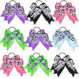 20 Pieces Soccer Hair Bows Elastic Soccer Ball Hair Tie Accessories Sports Hair Bow Sweet Hair Band Ponytail Holder for Girl Women Player School Team Football Birthday Party (Multicolor)