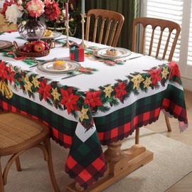 auons Rectangular Christmas Tablecloth 60x120 Inch, Christmas Decoration Tablecloth, Waterproof Washable Xmas Table Cloth, Classic Chrismtas Table Cover Home Party New Year Decoration, B