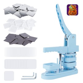 MK.Bear Fridge Magnet Button Maker Machine, 50mm/1.97 inch Square-Shaped Pin Maker Machine for Refrigerator Magnet, DIY Square Button Press Machine with 100 Pcs Fridge Magnet Button Maker Supplies