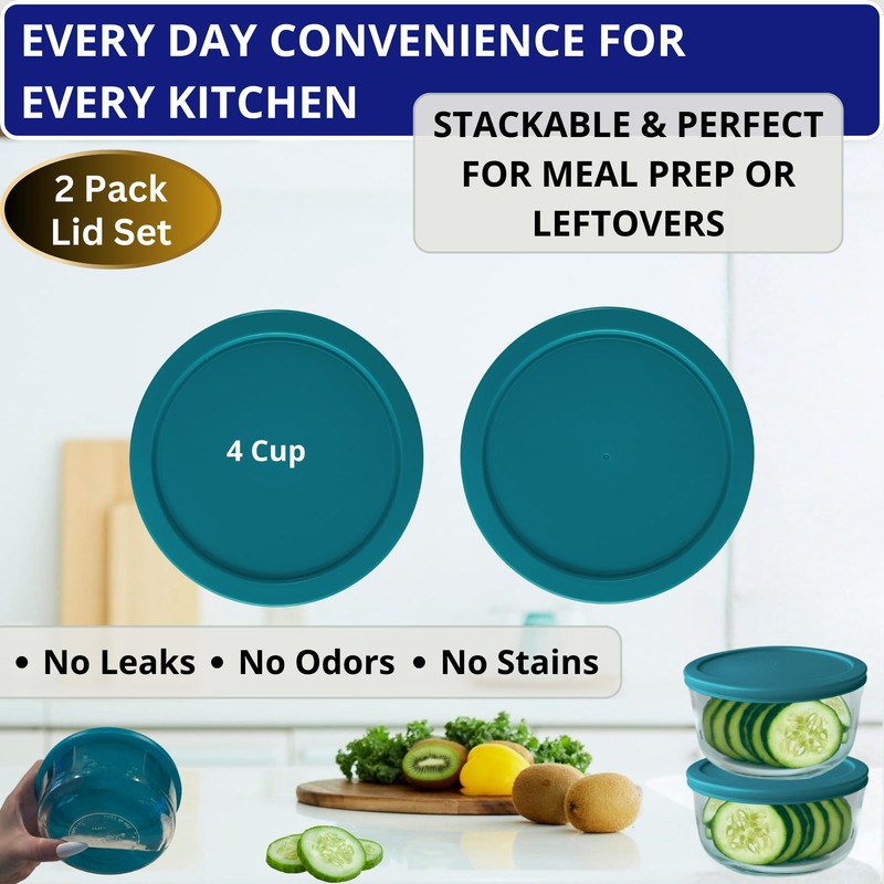 KlareWare Replacement Lids for - 4 Cup Storage Bowl Covers,