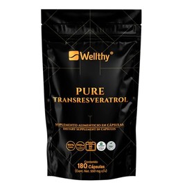 Wellthy Transresveratrol Puro 180 Cápsulas. Resveratrol de alta biodisponibilidad, 1000mg 100% Puro, 100% Natural, VCaps Cápsulas Veganas, Bottle Free