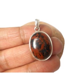 Art Gecko Oval Mahogany Obsidian Sterling Silver 925 Gemstone Pendant