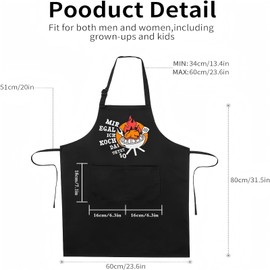 Livdouyu Barbecue Apron for Men, Funny Gifts for Dad, Grandpa, Kitchen Apron, BBQ Apron Men Gift Ideas - MIR EGAL ICH KOCH DAS JETZT SO, black
