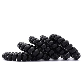4 Count of Seamless Traceless Phone Cord Hair Ties, Spiral Coiled Hair Bands Waterproof Elastic Traceless Ponytail Holders Elastics for Thin Hair (Black)