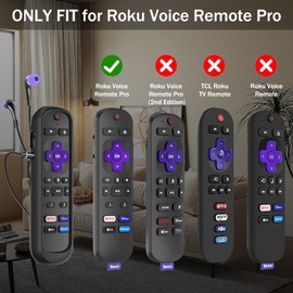 CaseBot Protective Case for Roku Voice Remote Pro, Lightweight Anti Slip Shockproof Silicone Cover for Roku Ultra 2022 Voice Remote Pro, Compatible with Headphone Jack, Black