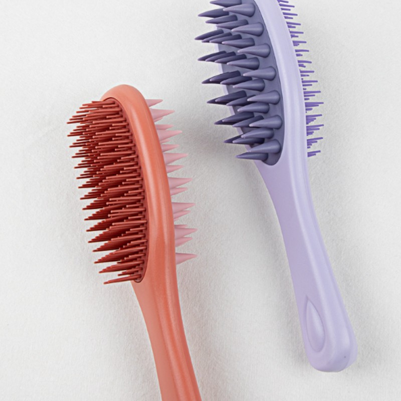 꾸베꾸베 마사지 두피 케어 양면 헤어 샴푸 브러쉬, 보라, 1개