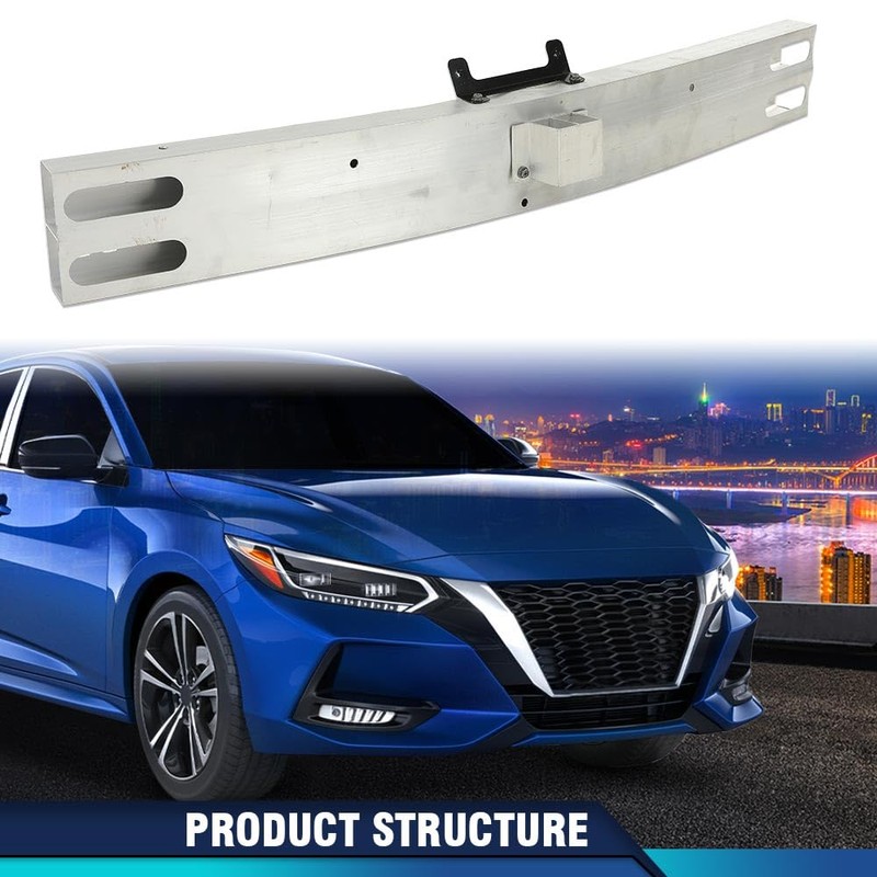 PIT66 Front Bumper Reinforcement Impact Bar Silver Compatible with Nissan