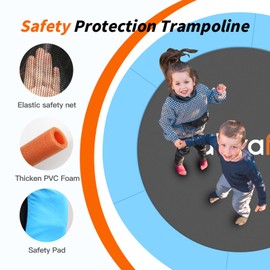 Ativafit 60'' Rebounder Trampoline Indoor Outdoor for Kids Ages 1-8, 5 FT Recreational Toddler Trampoline with Safety Enclosure Net Gifts with Basketball Hoop Dartboard Ocean Ball for Fun